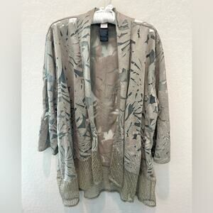 CHICO’S | Plus Size Sage Green Burnout Floral Netted Sequin Kimono | 20/22